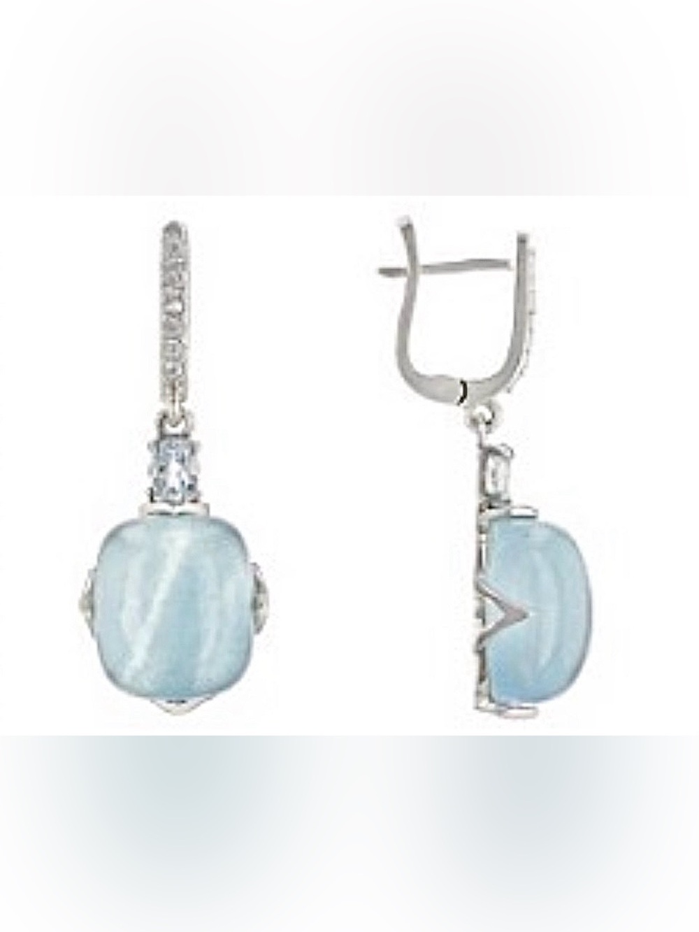 “Dreamy” Aquamarine & Zircon Silver Earrings
